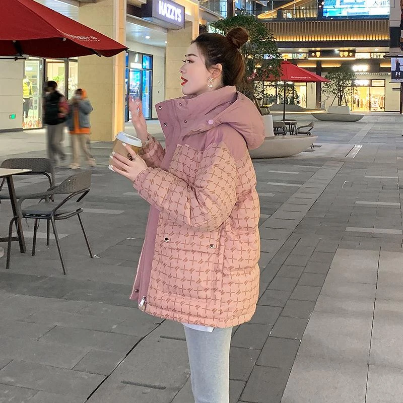 小香风粉色羽绒羽绒服女短款2023年冬季新款小个子加厚保暖