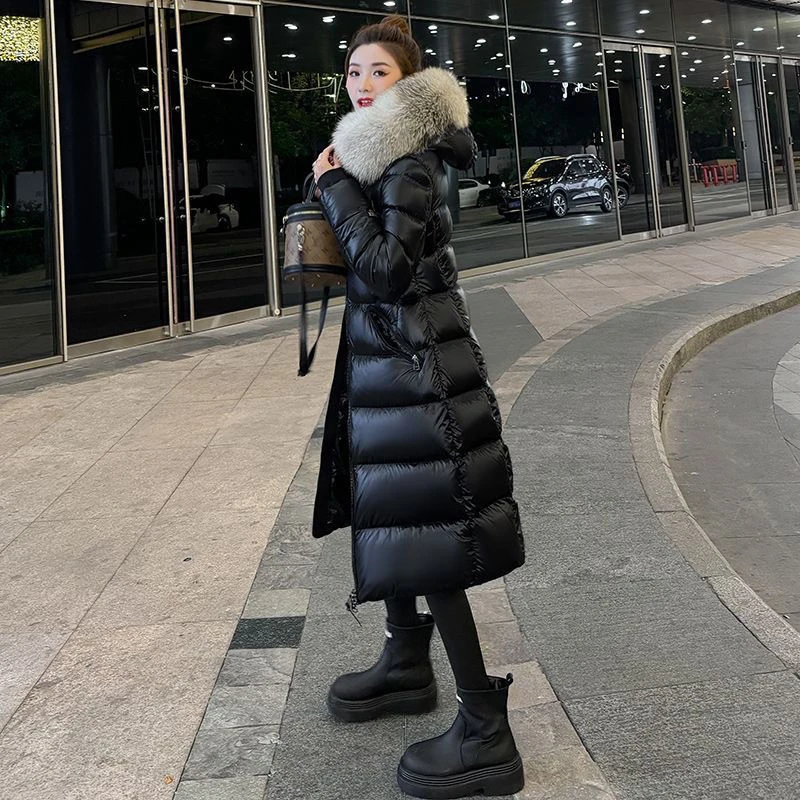 狐狸毛领服女长款2023冬装加厚保暖超厚90白鸭绒东北外套修身款