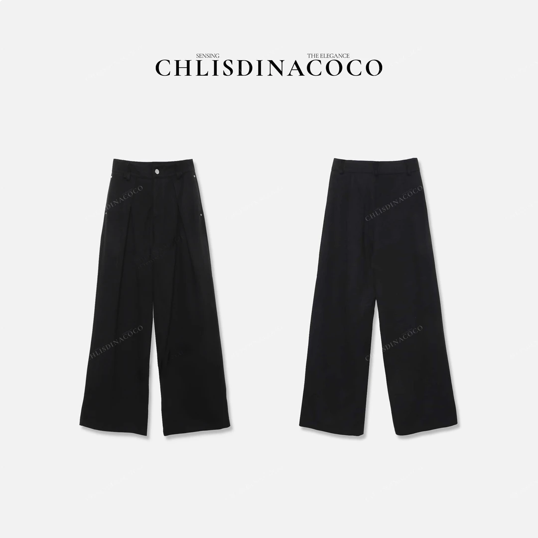 COCO MAVERICK丨“红麓滇樰”压褶钉珠西装阔腿裤 C32912CK243