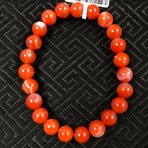 原矿无优化保山南红廊坡锦红高山流水7-8mm单圈手串