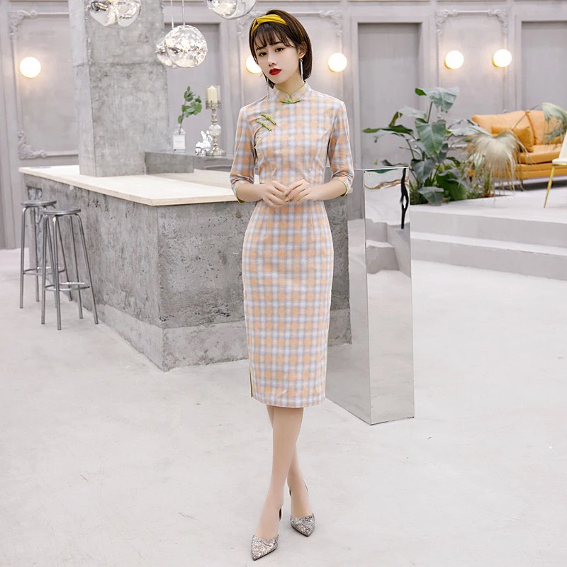 【1516 心想事成 民国风中袖】网红气质百搭款淑女显瘦旗袍蕾丝