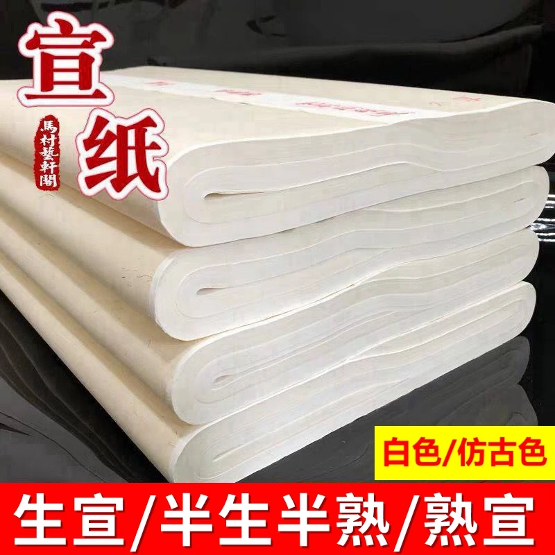 宣纸书法专用纸半生熟宣纸书画练习生宣纸白色仿古色宣纸批发