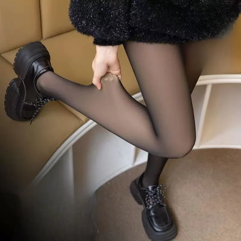 轻奢推荐黑色丝袜光腿自然神器女冬款高透裸感透肤加绒打底连裤