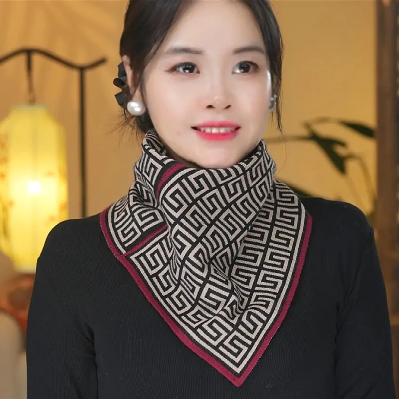 秋冬季针织保暖围脖护颈时尚百搭三角巾围脖春秋网红女士加厚ins