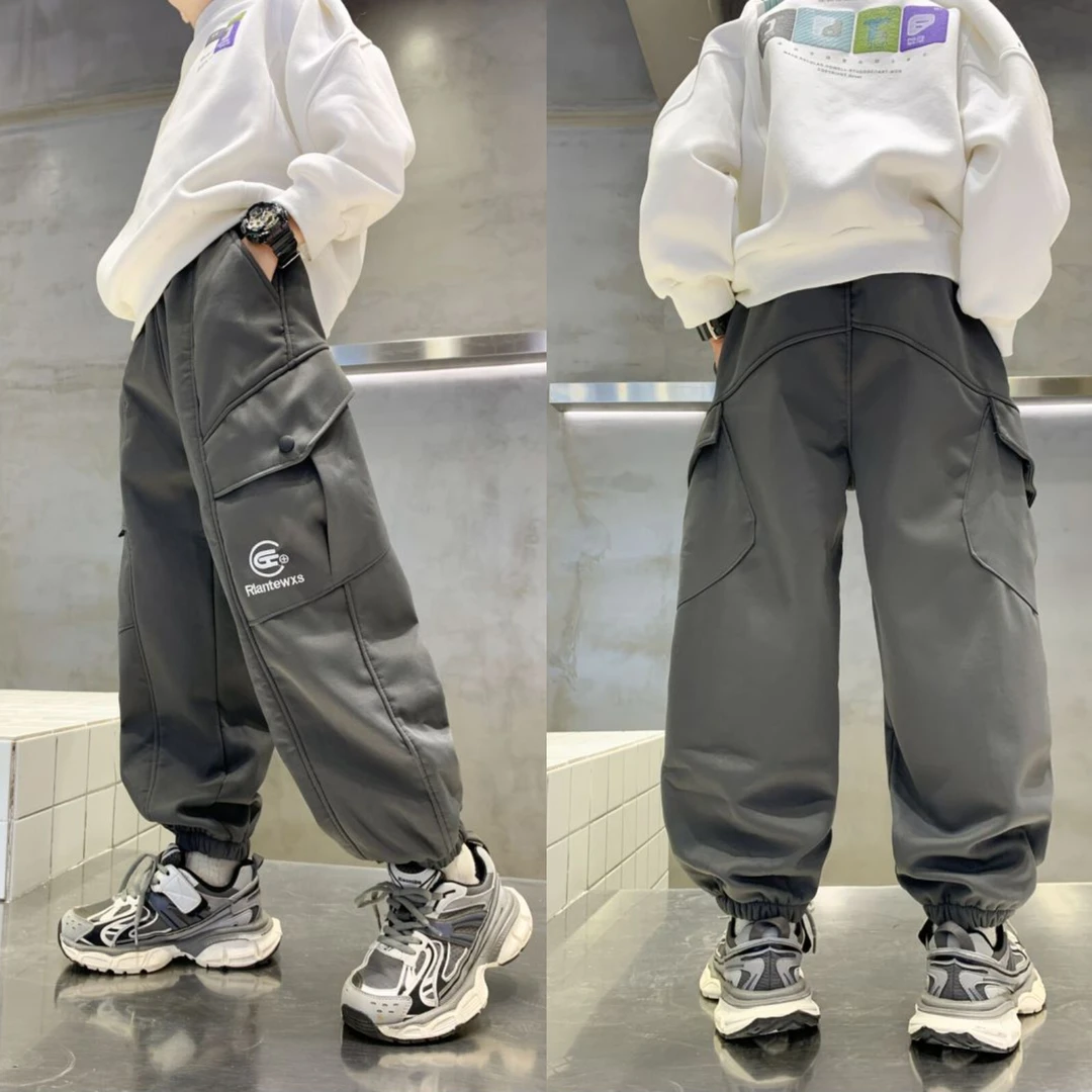 【加绒】24男女童男童秋冬款宽松中大童儿童工装裤Lenkid-G