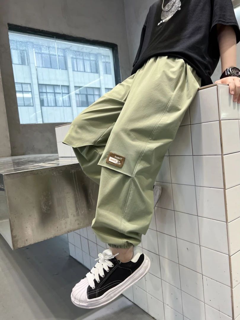 【弹力大】儿童节韩版夏款儿童宽松速干工装裤Lenkid-中大童兜盖