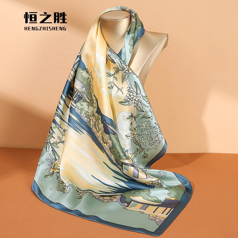丝巾 真丝丝巾新款百搭桑蚕丝丝巾70方巾装饰围巾夏季伴手礼-hz