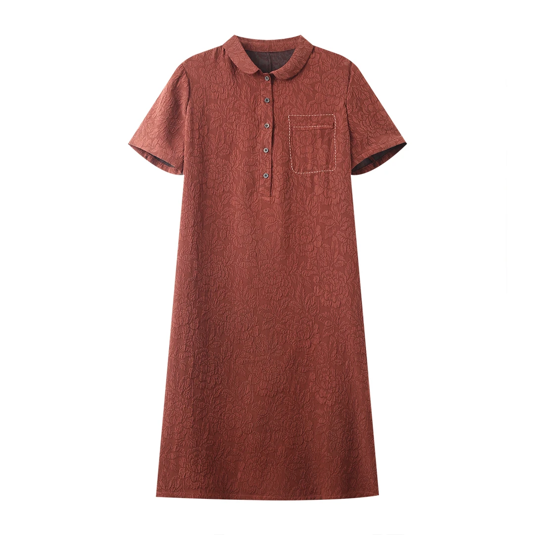 新款桑蚕丝香云纱冠乐绉连衣裙   MJYQ-8027