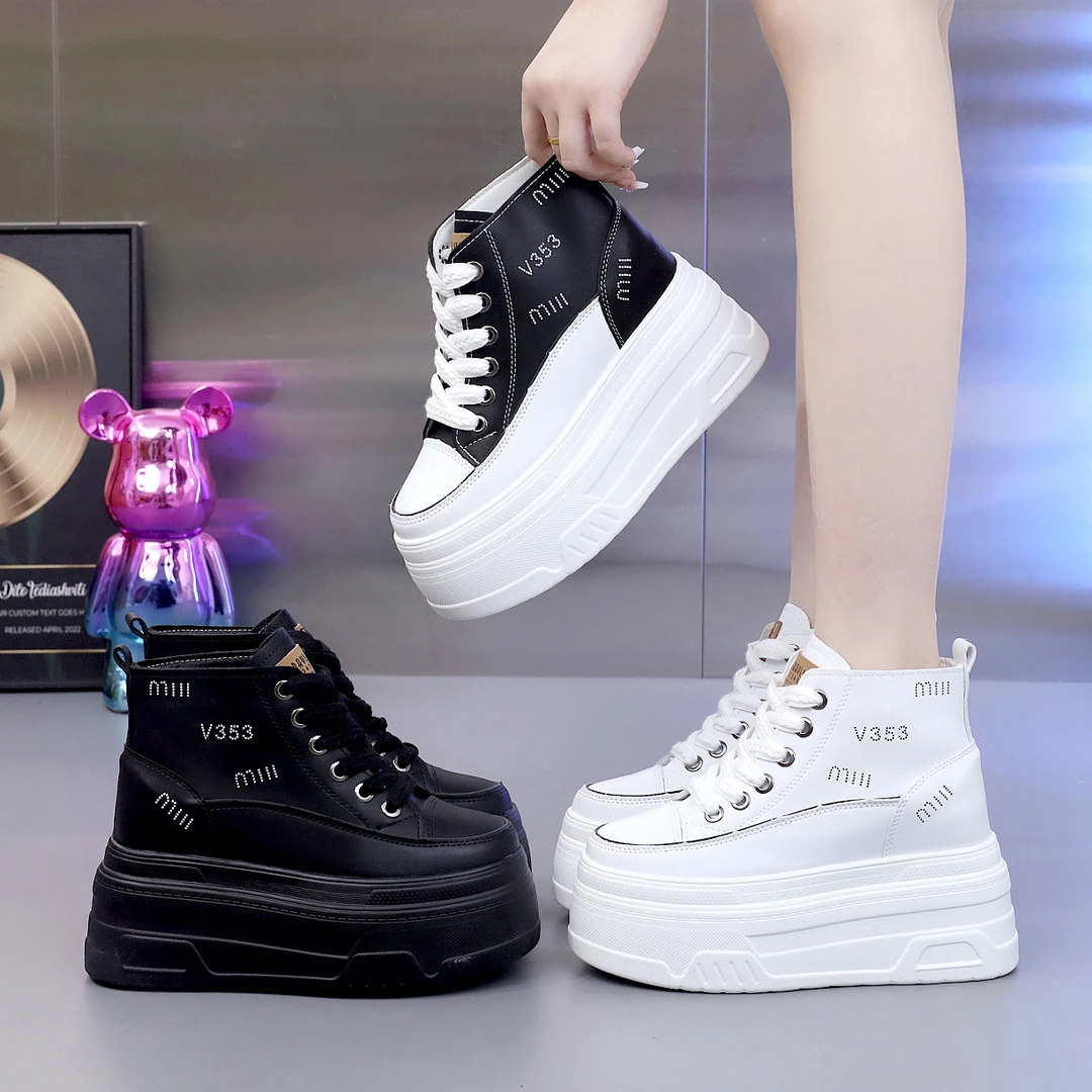 【跟高10、12厘米】厚底内增高小白鞋2024秋冬季新款网红高帮鞋女鞋