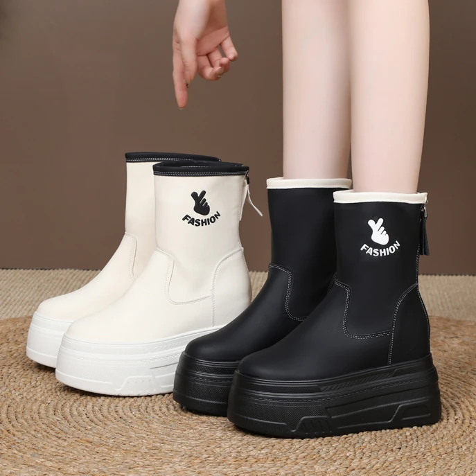 【跟高10、12厘米】厚底内增高马丁靴女鞋2024秋冬新款时尚靴子ins潮