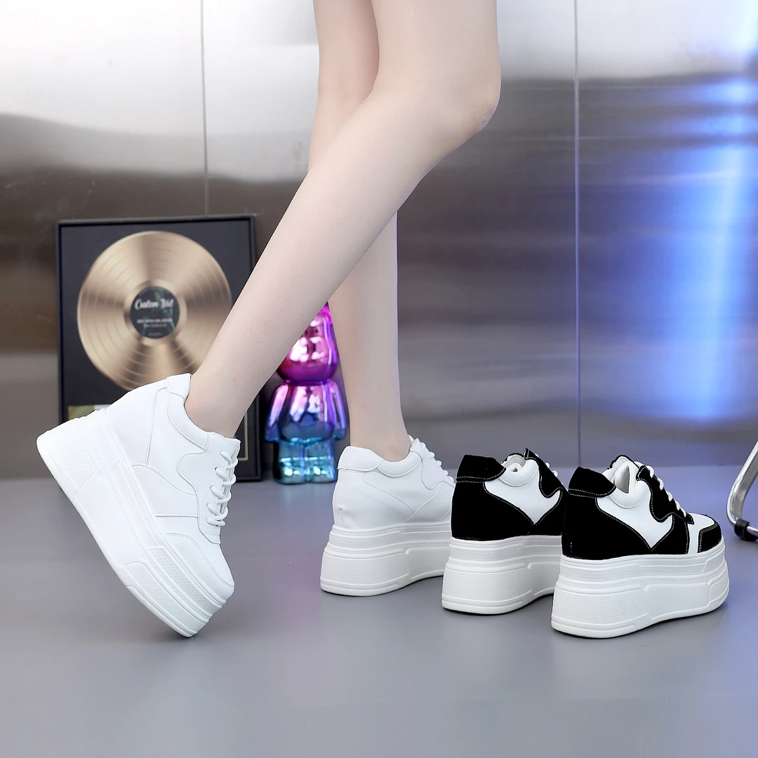【跟高10、12厘米】厚底内增高小白鞋2024秋冬新款网红百搭休闲女鞋
