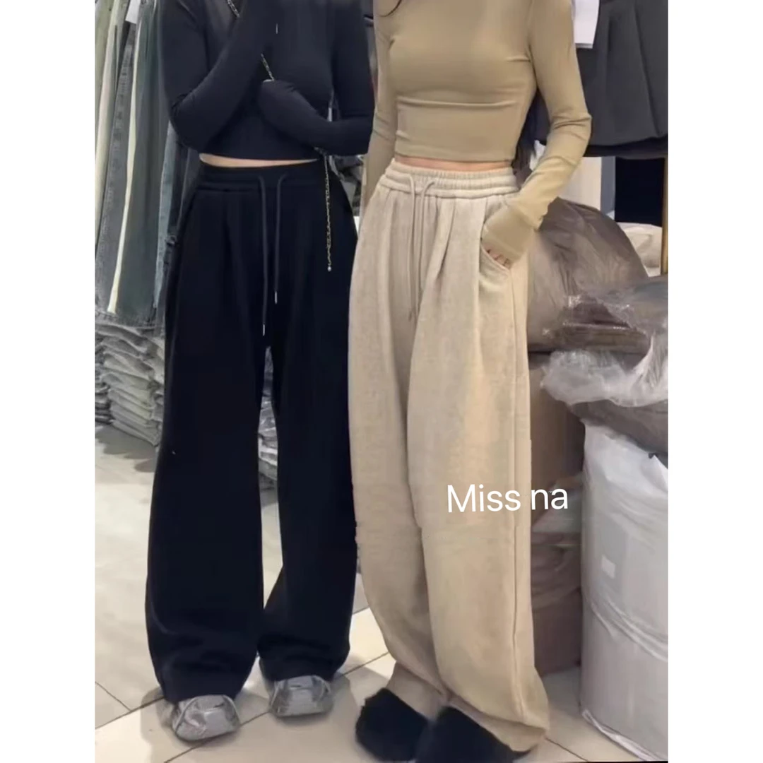 Miss na 98270 韩系羊绒加厚减龄百搭显瘦阔腿裤