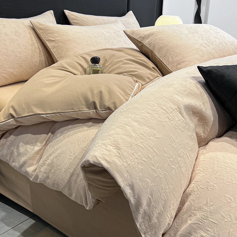 轻奢风春夏季全棉磨毛被套单件150×200×230纯棉提花被套床单床品