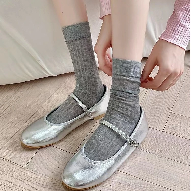 轻奢走秀款夏季镂空纯色薄款中筒袜堆堆袜百搭jk网红ins风袜子女