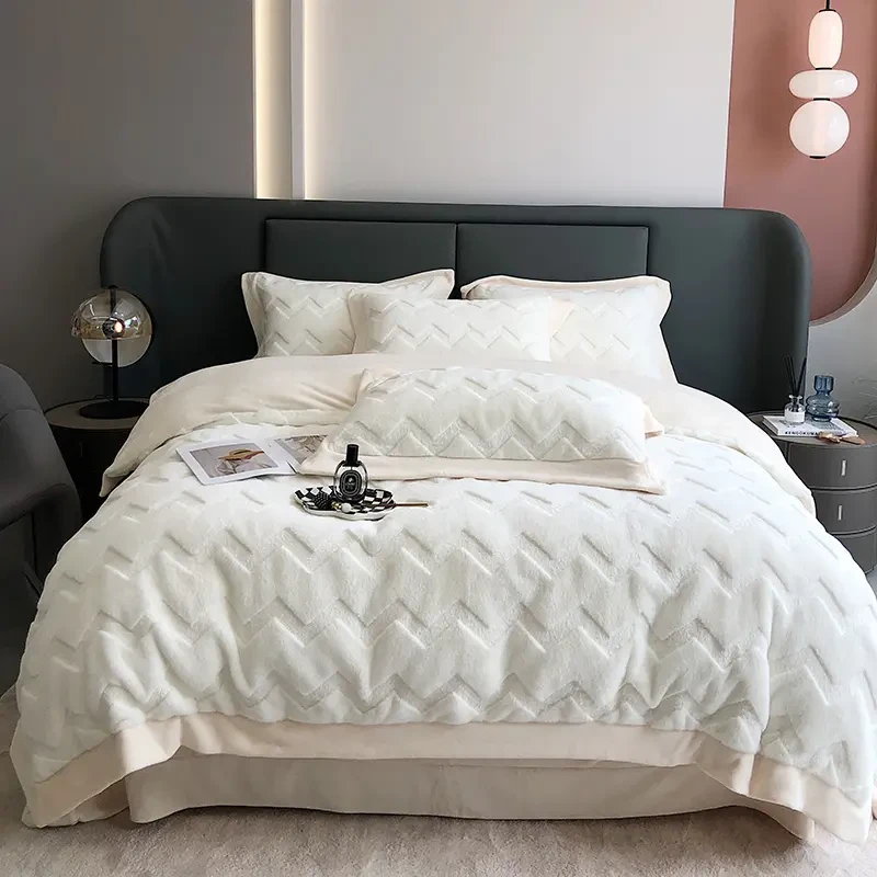 2023冬季高克重加厚保暖牛奶绒四件套加绒被套床单款床上四件套