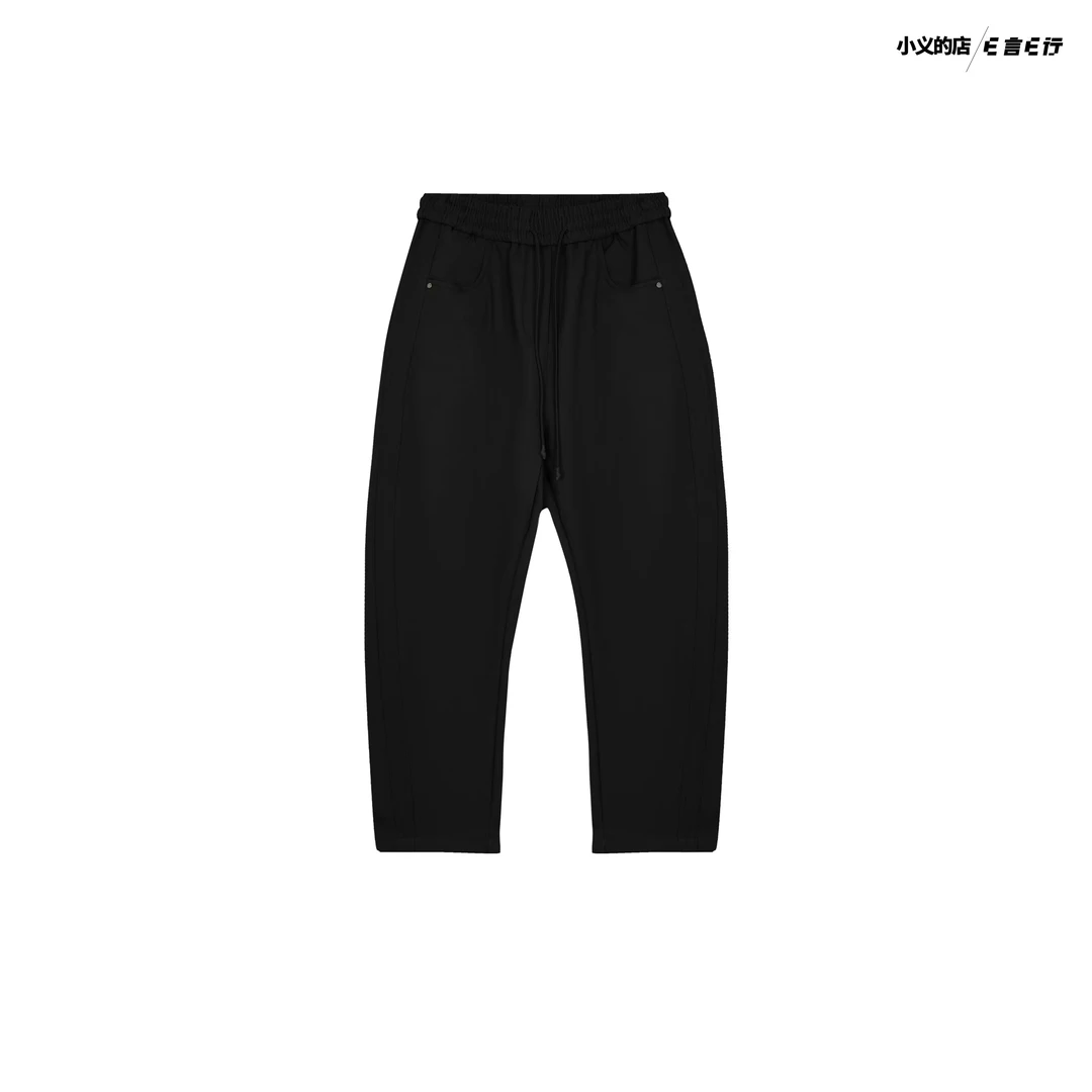 5712【●都市休闲●冬季加绒弯刀裤抽绳】秋冬男士户外时尚休闲裤