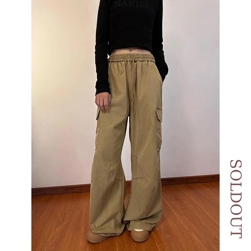 SOLDOUT原创美式复古直筒阔腿裤子街舞拖地休闲hiphop工装长裤潮