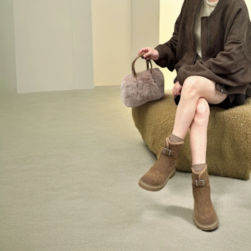 【K宝潮鞋】1021 2024新款真皮雪地靴加绒长短两穿真皮百搭中筒秋冬