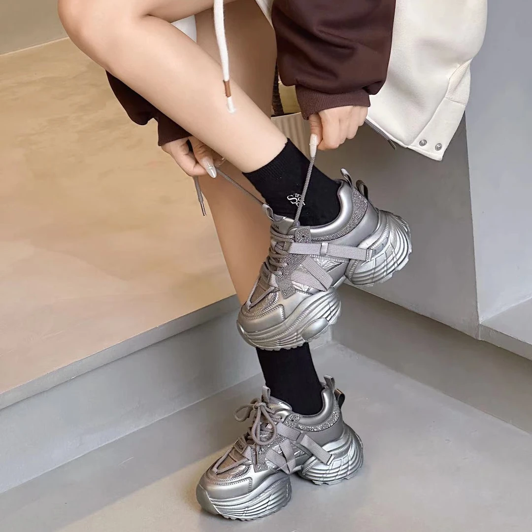 【K宝潮鞋】7986-1B 新款2025厚底增高老爹鞋休闲老爹鞋百搭