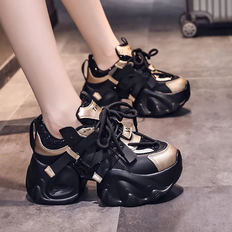 欧洲站厚底老爹鞋女秋冬季炸街显脚小2024新款爆款增高休闲运动鞋