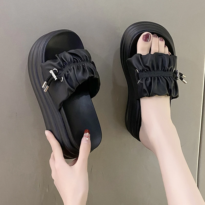 厚底拖鞋女夏2025新款外穿时尚小个子增高松糕鞋仙女风配裙子凉拖