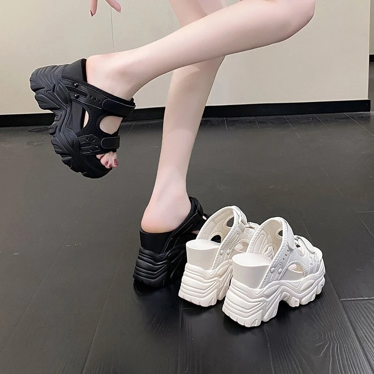 欧洲站高跟凉拖鞋女2025年新款夏季内增高11cm厚底小个子松糕女鞋