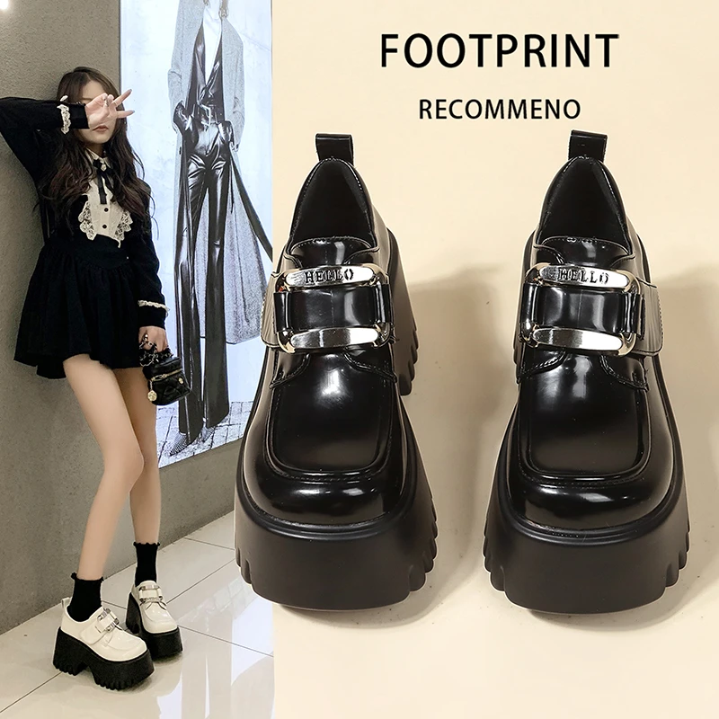 法式赫本风小皮鞋女春秋配裙子2025新款黑色玛丽珍高跟厚底乐福鞋