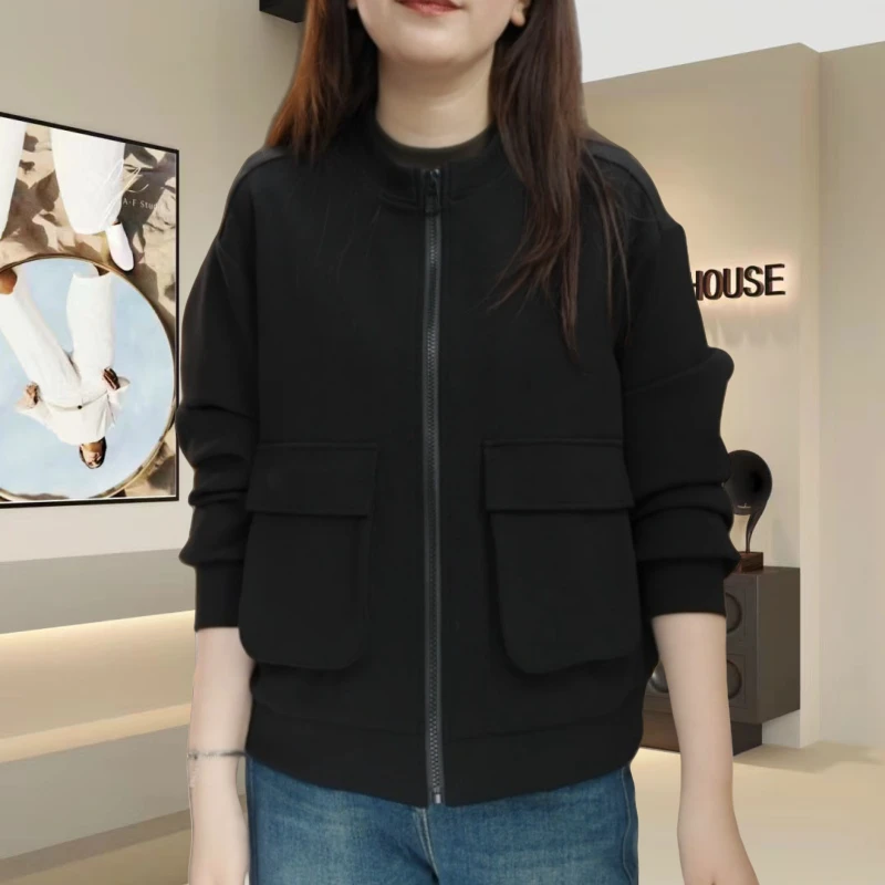 春季新款圆领卫衣短外套女时尚韩版气质百搭休闲显瘦运动棒球服潮