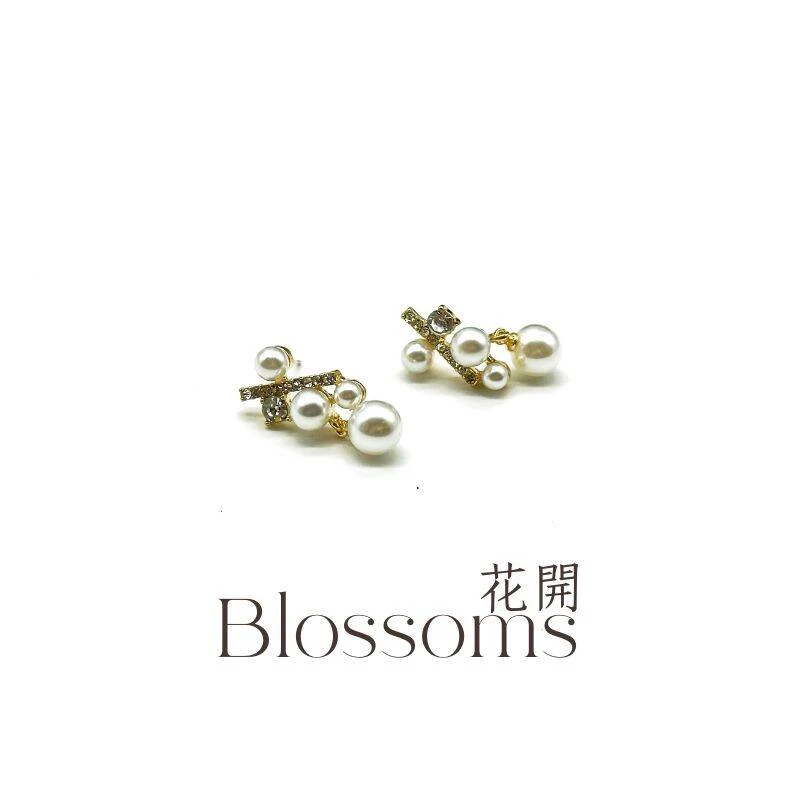 合金耳饰 【花開】气质珍珠耳环小众设计高级锆石耳钉精致时尚爆款