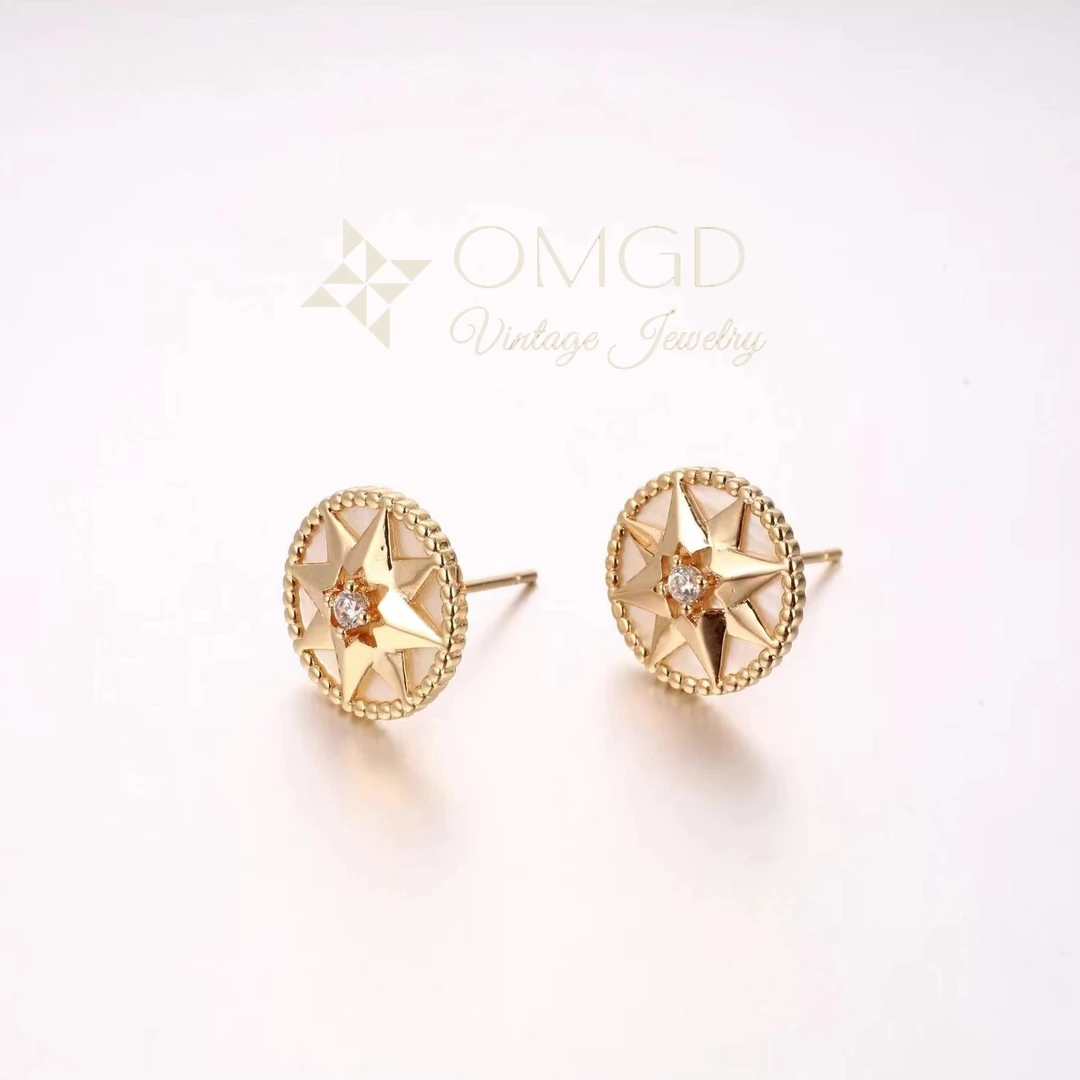 OMGD 铜合金合成锆石耳饰 【K1162】轻奢时尚 金色耳钉-LP