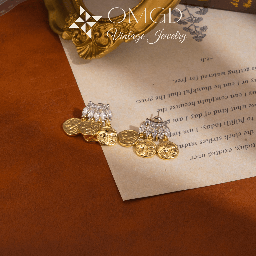 omgd 铜合金珐琅耳饰【4500】古币风耳钉