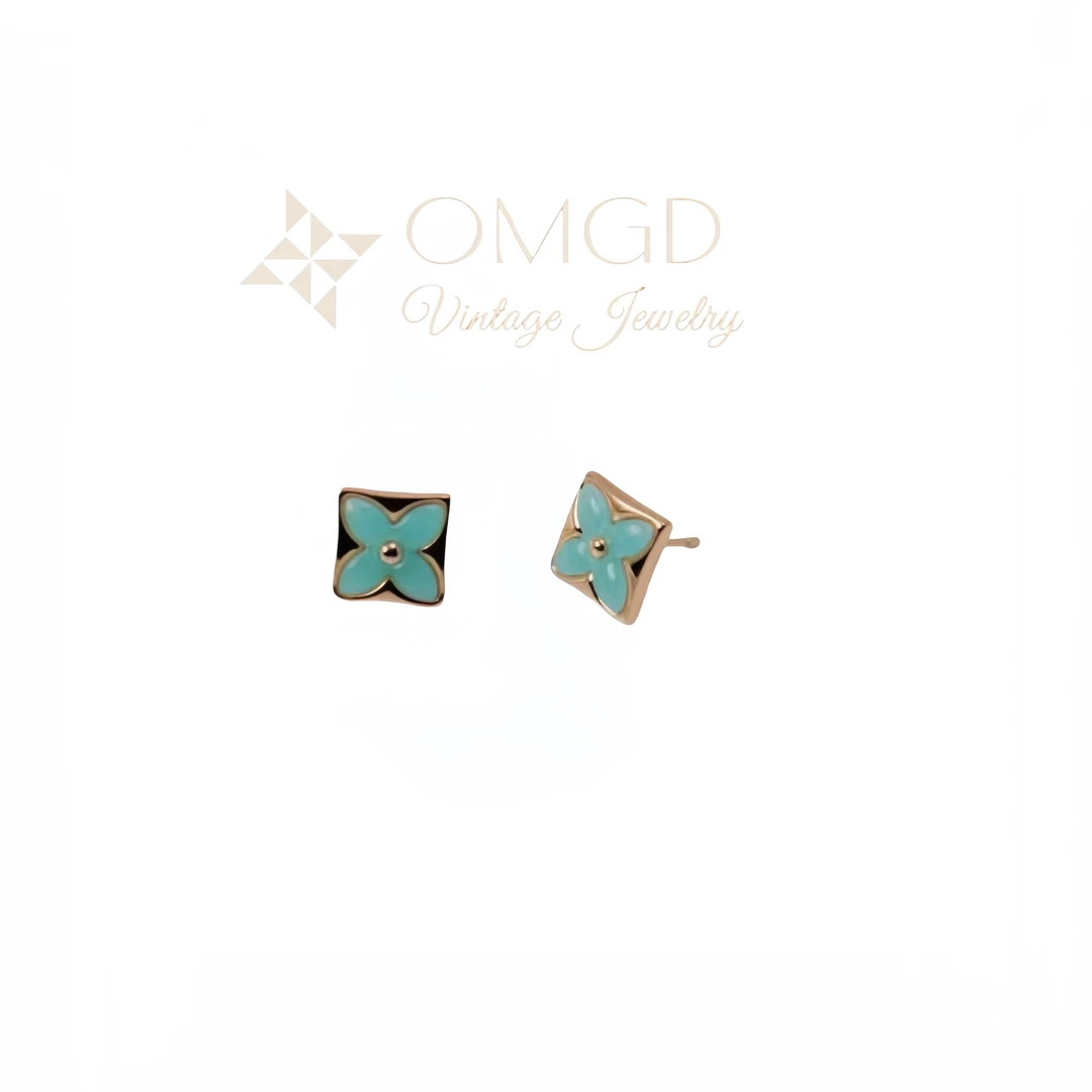 OMGD 铜合金合成锆石耳饰 【K1081】天河色气质轻奢耳钉-L1