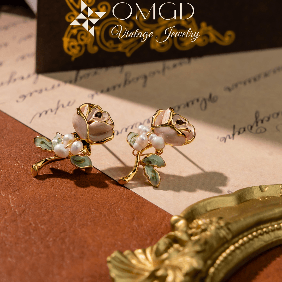 铜合金耳饰 【YE6635】FB油画系列 杜丽玫瑰耳钉