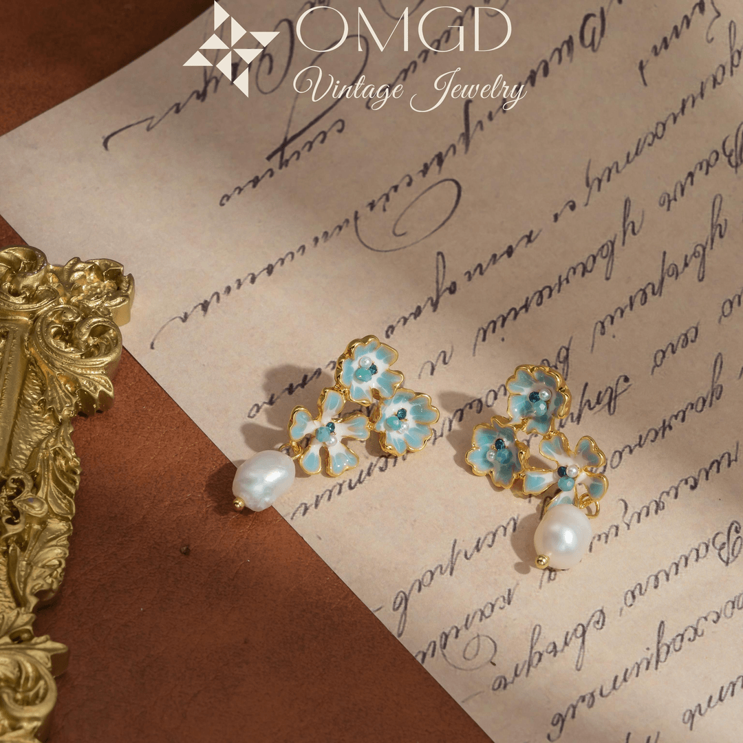 omgd 铜合金耳饰【YE6897】法式薄荷雏菊耳钉