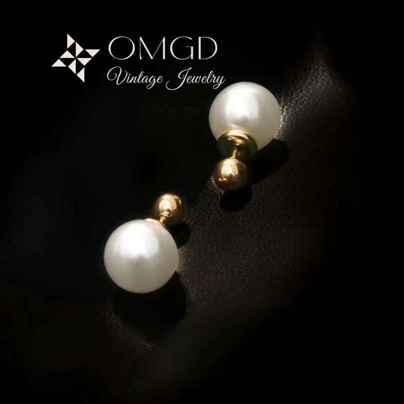 OMGD 铜合金耳饰 【K9056】香槟双珠耳钉
