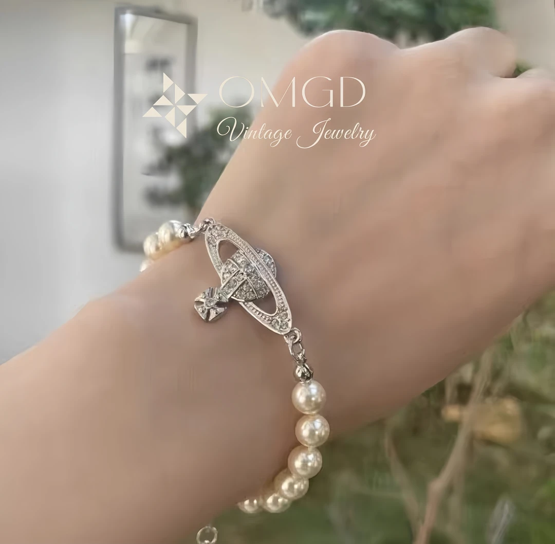 OMGD 铜合金手链 【K5117】轻奢时尚 土星珠珠手链-TX 链长20cm