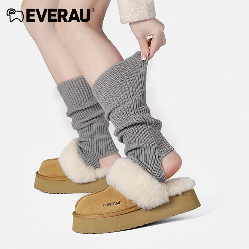 EVERAU秋冬堆堆袜子加绒加厚中筒保暖踩脚堆堆袜套EAA009