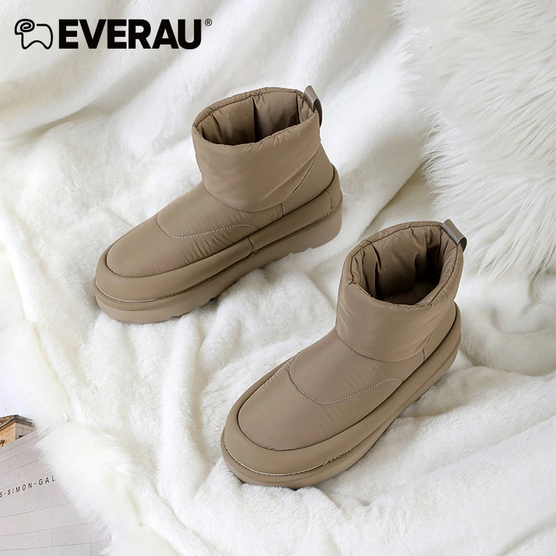 EVERAU冬季时尚女靴雪地靴厚底加绒靴子短靴加厚棉鞋EA3152