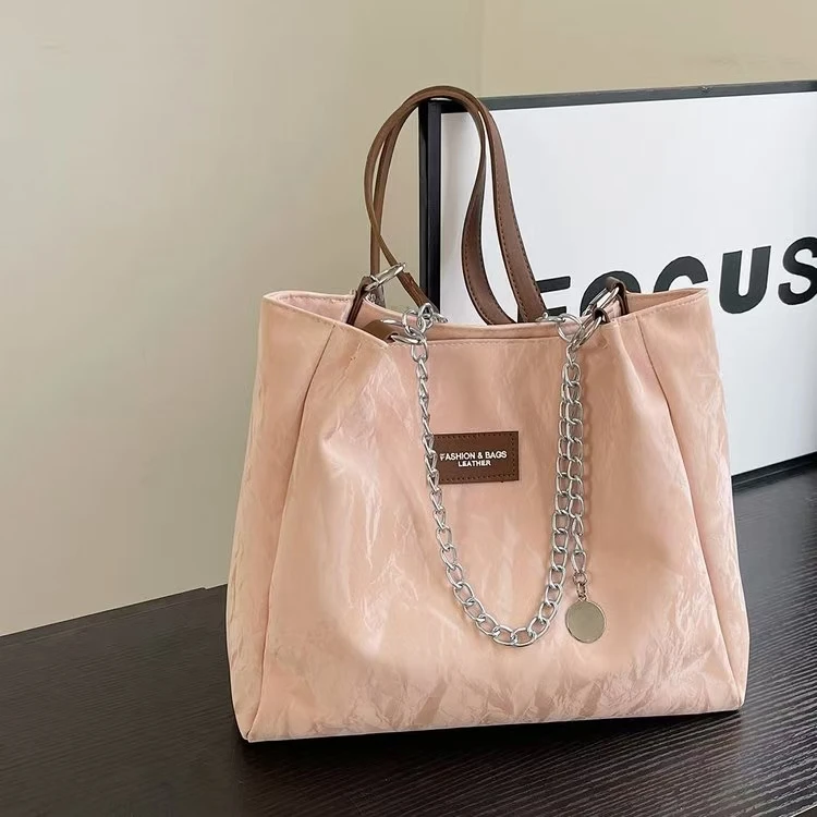 2024夏季新款大容量链条女包单肩包洋气质感大学生上课通勤托特包