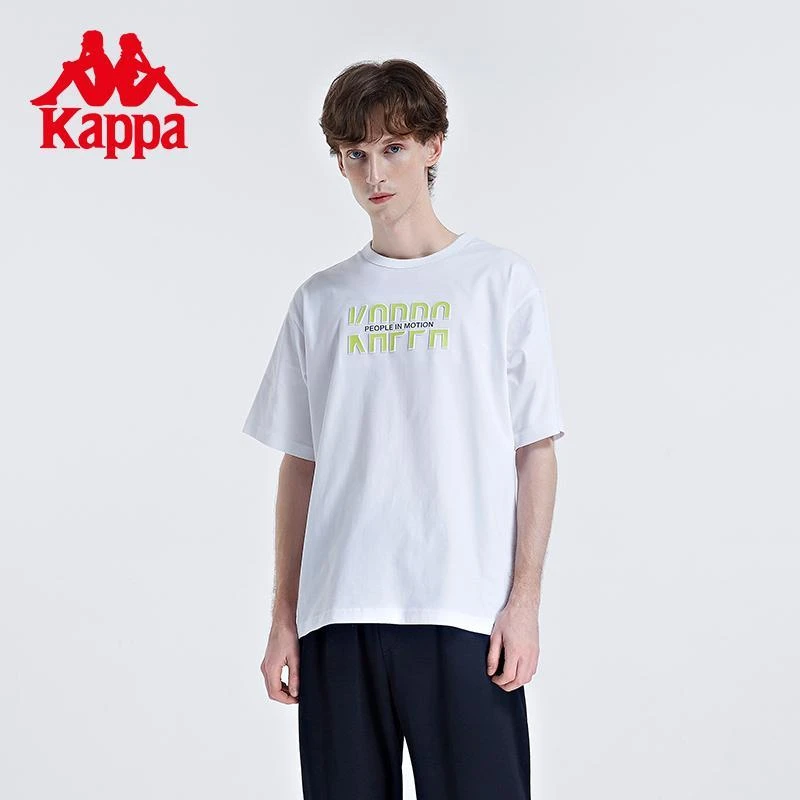 卡帕男士白色短袖新款男运动T恤字母印花休闲半袖K0B52TD80T已