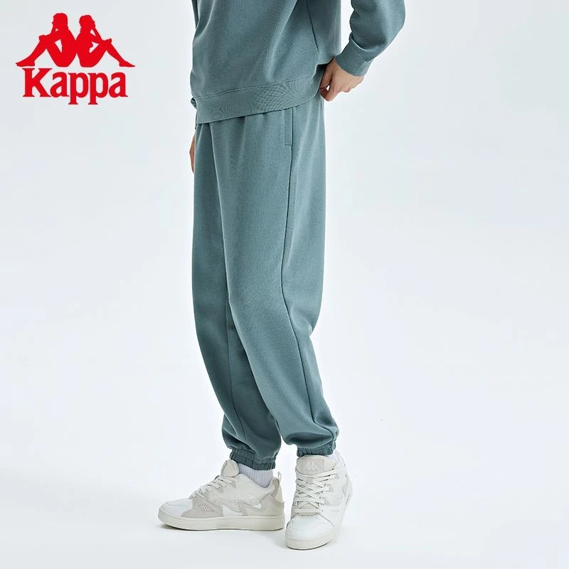 Kappa卡帕男士百搭运动裤男黑色针织长裤休闲裤小脚卫裤K0C52AK62