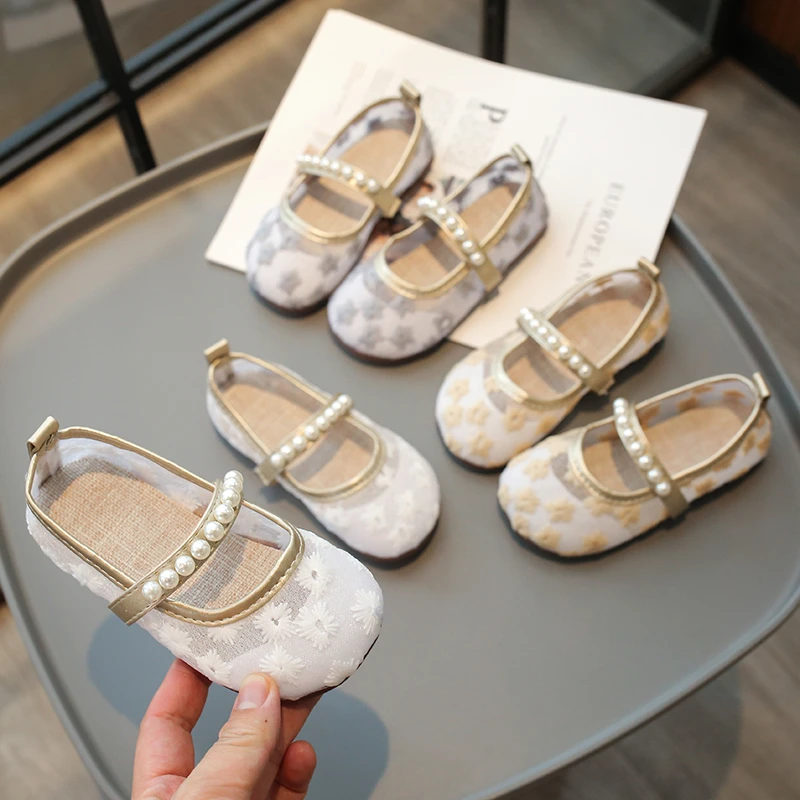 女童公主凉鞋2024春夏新款儿童网纱透气单鞋仙女风小女孩汉服鞋夏