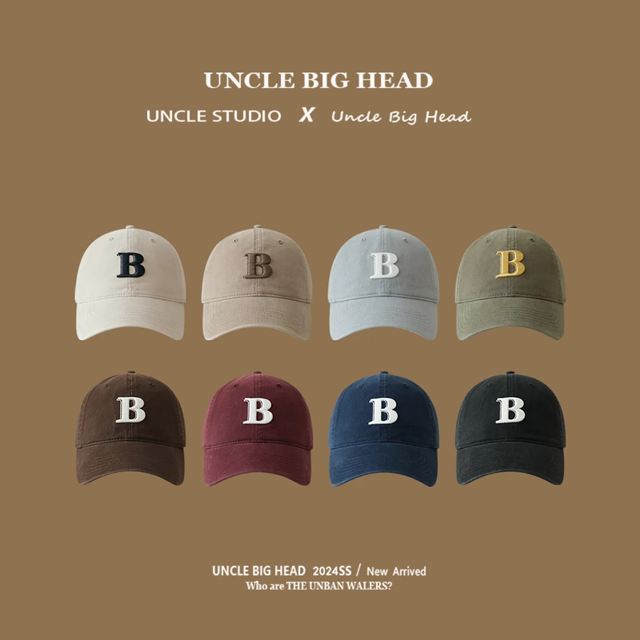 2025新款棉质大头棒球帽中性百搭款大头叔叔加深显脸小软顶鸭舌帽