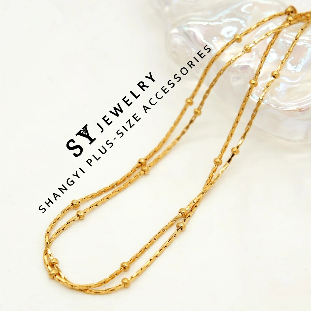 合金项链 A-353胖妹妹大码饰品时尚百搭轻奢简约加长间珠项链