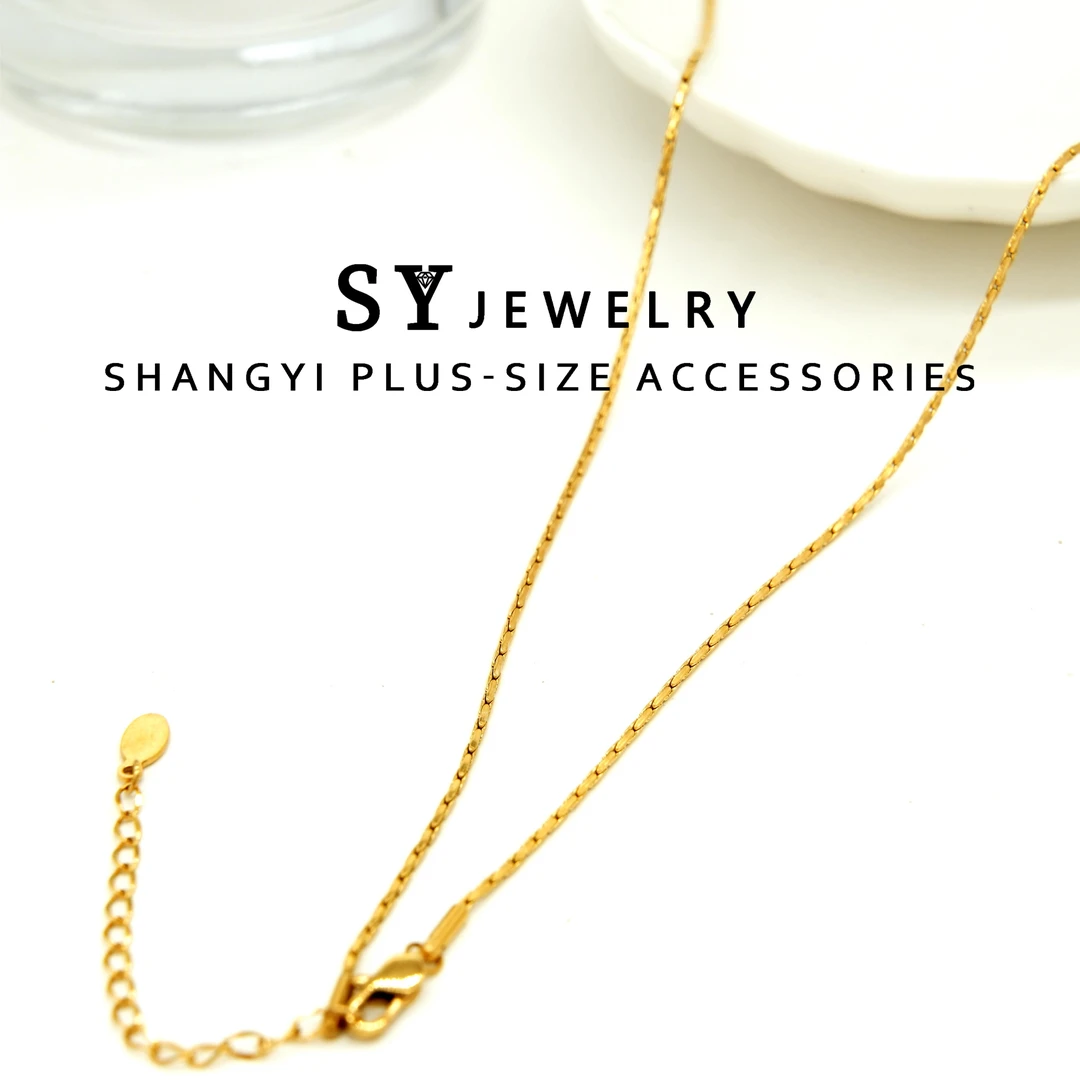 合金项链 A-354胖妹妹大码饰品时尚百搭轻奢简约加长十字锤圆项链