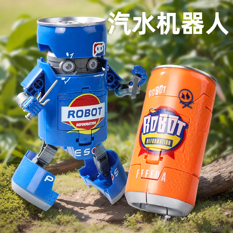 网红变形汽水武士可乐机器人变身金刚饮料易拉罐模型男孩儿童玩具