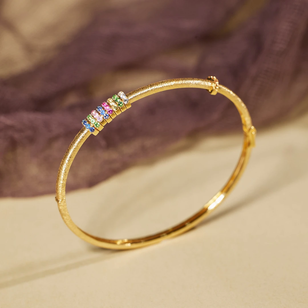 【九华山】流金岁月*彩蓝宝手镯*18K镶嵌U8709