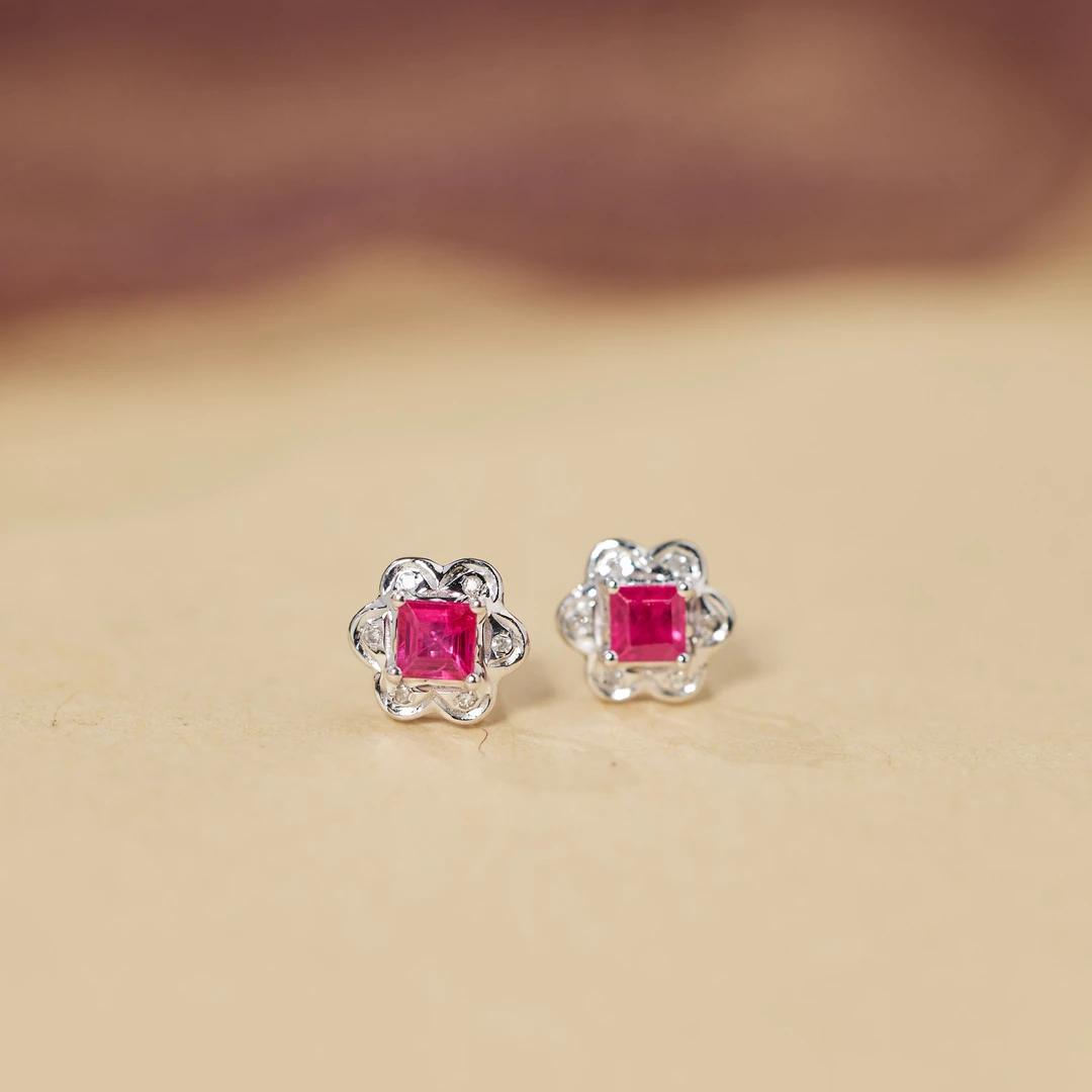 【歪歪】雁卉*红宝石耳钉*18K金镶嵌U8455