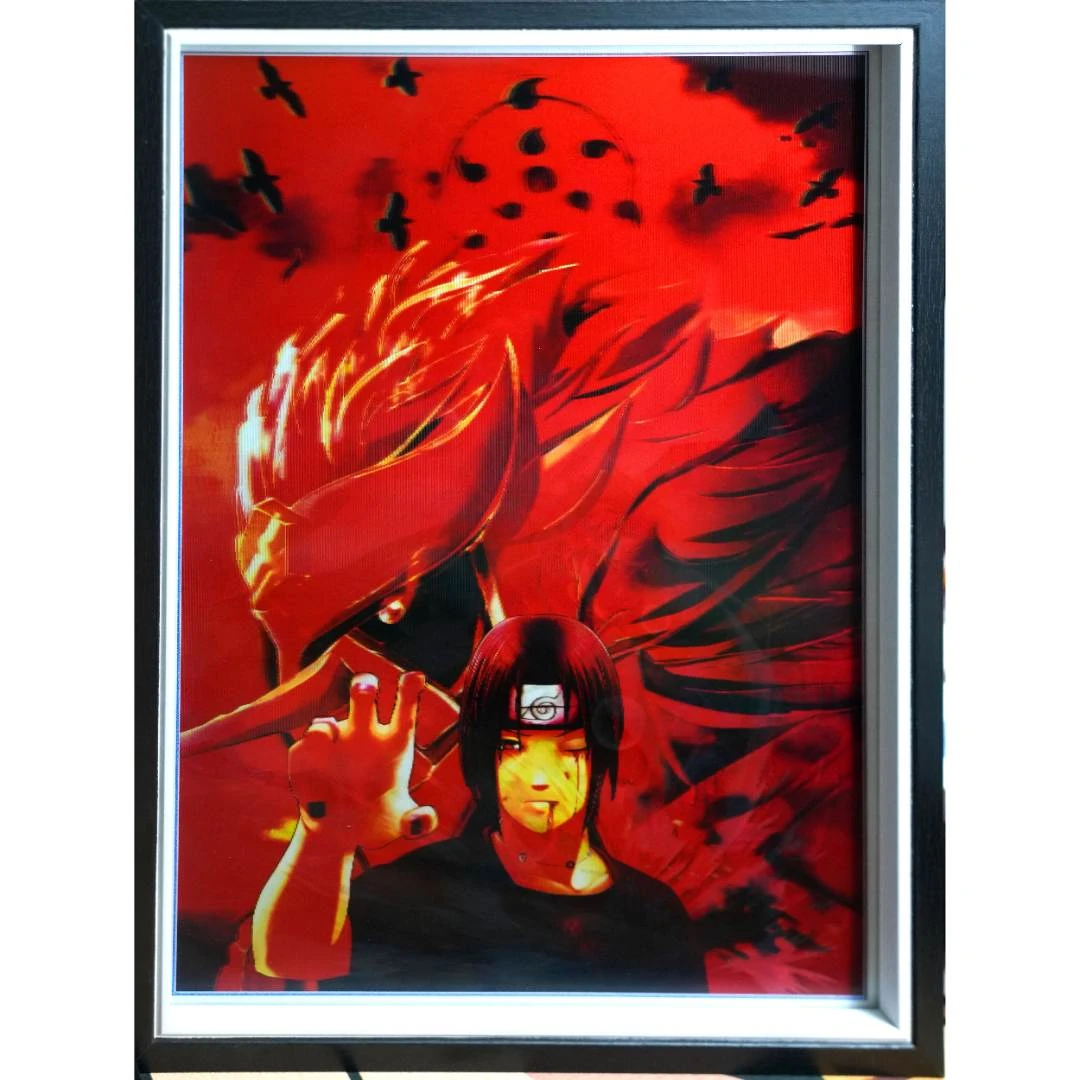 动漫火影忍者宇智波鼬止水卡卡西三层变换装饰画16寸实木简约相框
