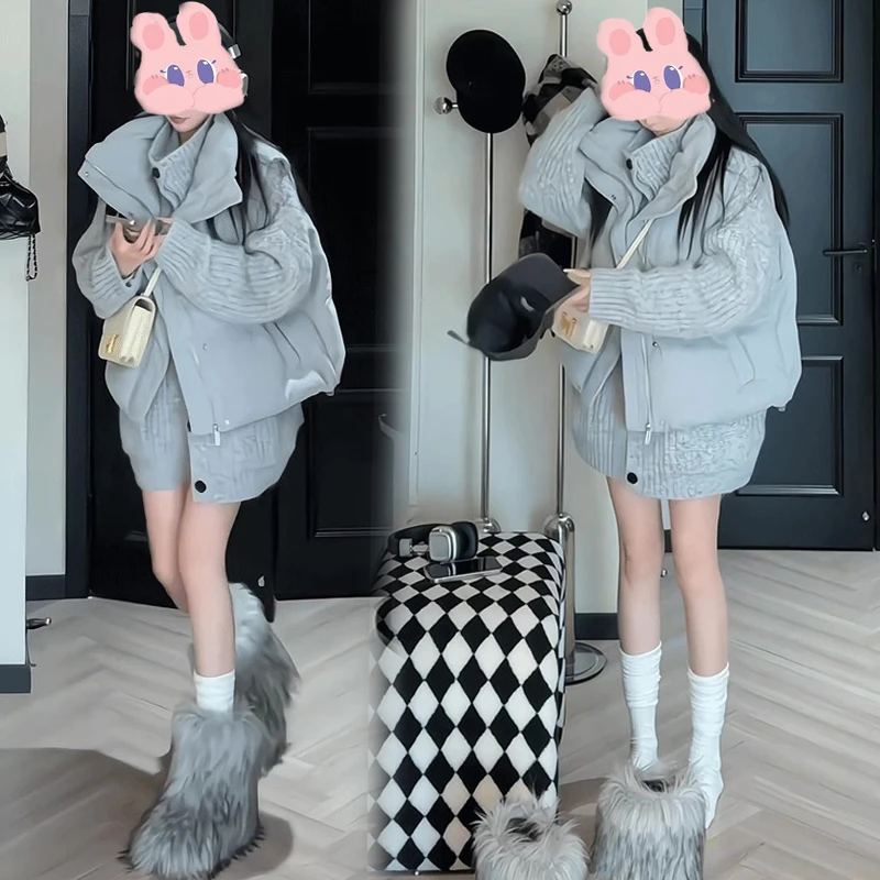 清新ins马甲外套女2024年冬季新款小个子加厚保暖立领面包服马夹